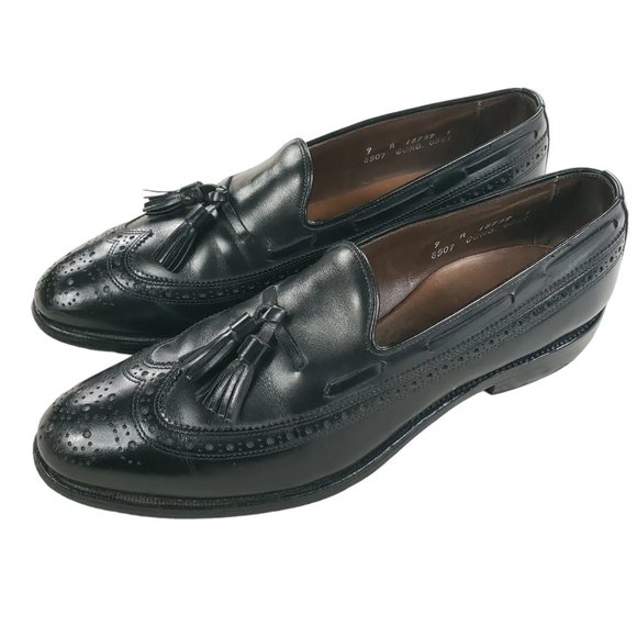 Allen Edmonds Manchester 10.5 D Men\'s Tassel Wingtip Loafer Shoes Black 8507 Allen Edmonds Mens Manchester Wingtip Loafers 10M Black  main image 4